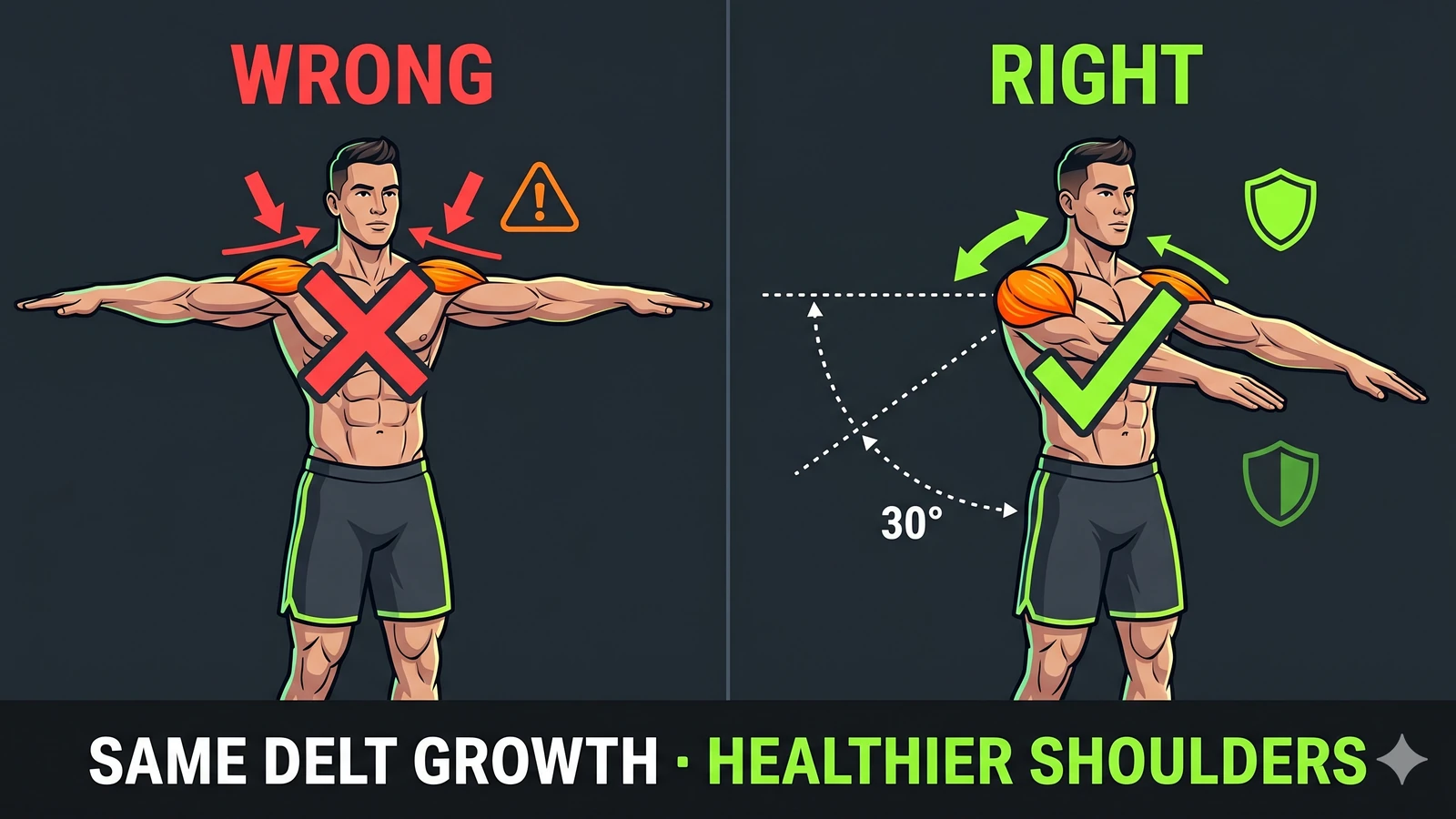 Form comparison guide for scapular plane lateral raises
