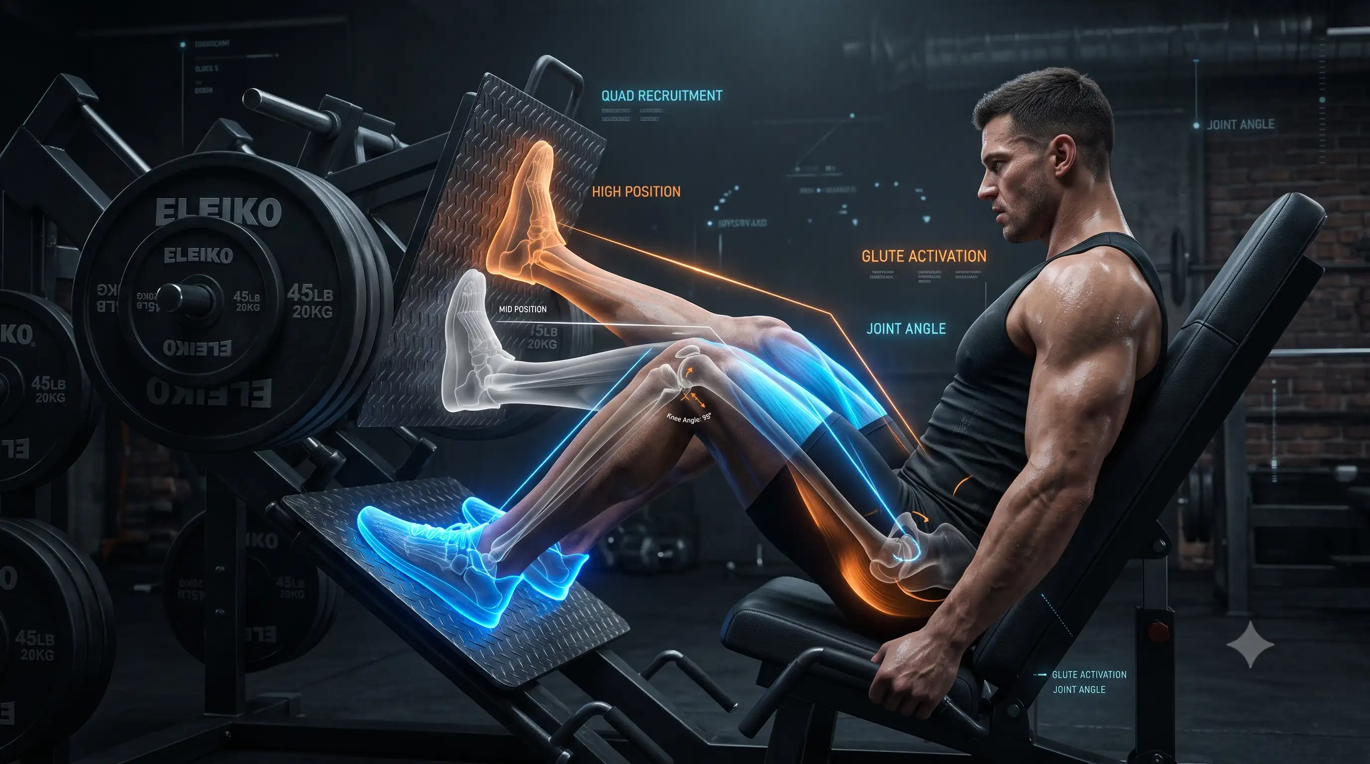 Leg press foot placement guide for quads and glutes